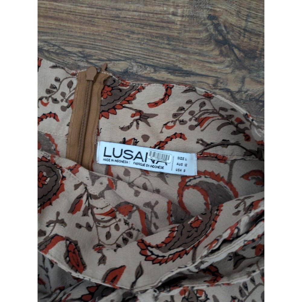Lusana Vera Skirt Brown Red Paisley Pattern Size L Anthropologie - Picture 7 of 9